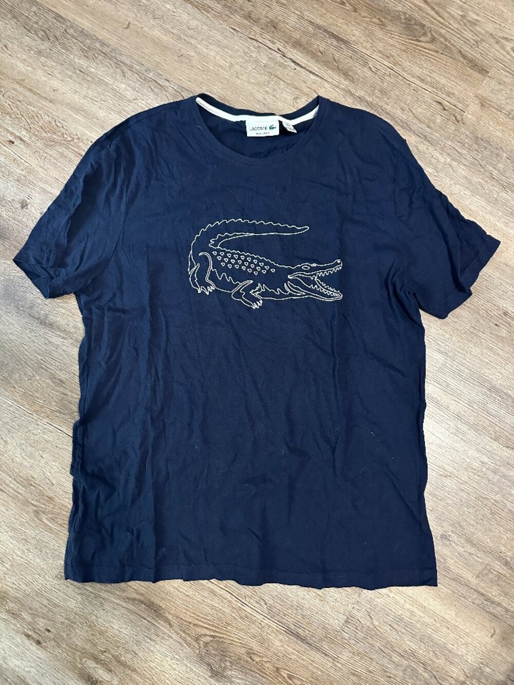 Lacoste Mens Regular Fit T Shirt XL 6 Navy Tee Cotton Navy Blue Short Sleeve